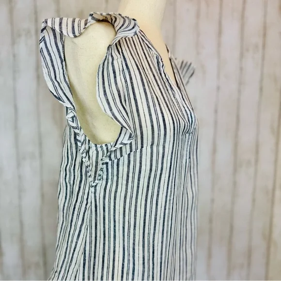 Old Navy | Linen-Cotton Striped Flutter Sleeve Top - Picture 5 of 12